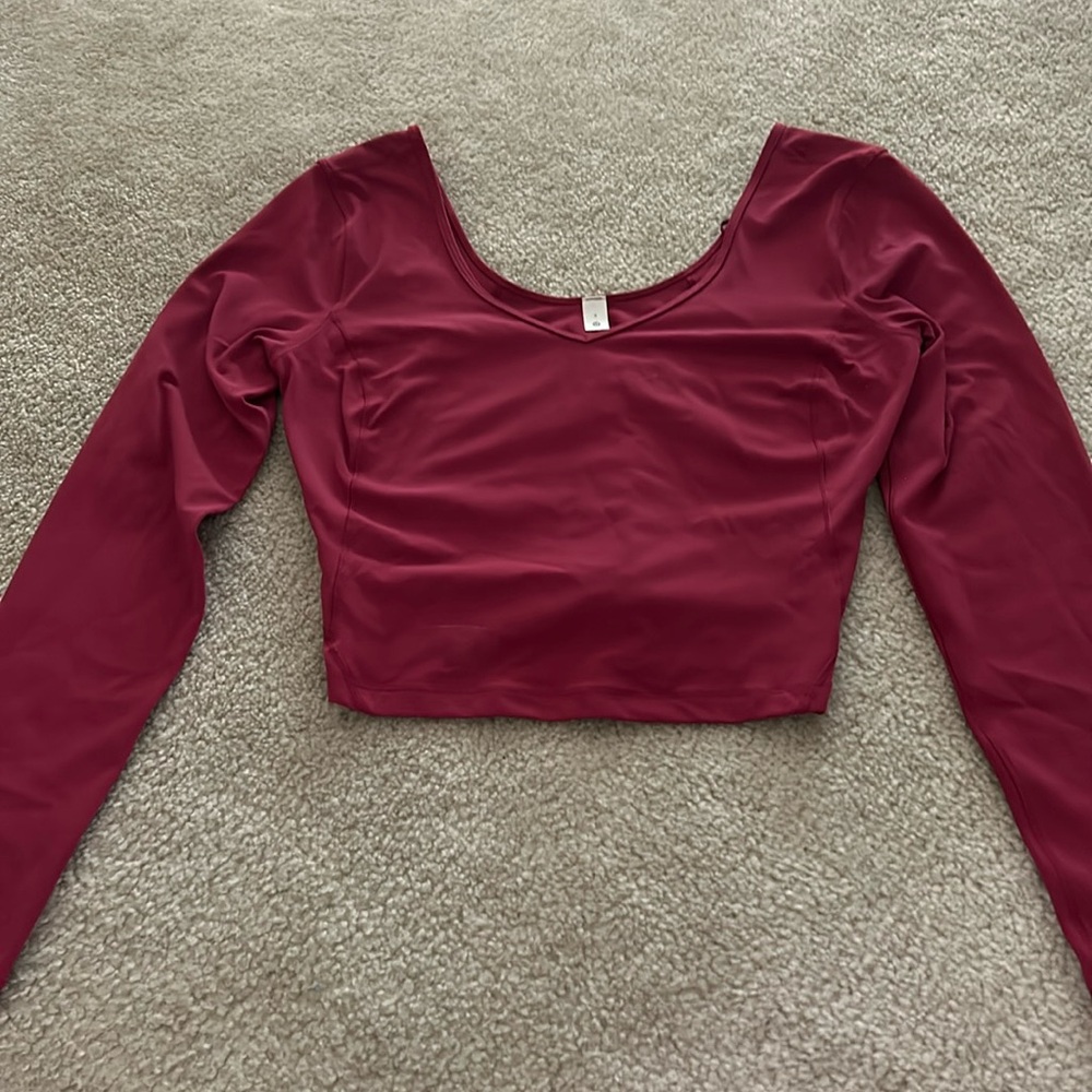 Lululemon Align Long Sleeve Shirt Size 8 Mulled Wine Cropped V-Neck